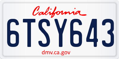 CA license plate 6TSY643