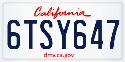 CA license plate 6TSY647