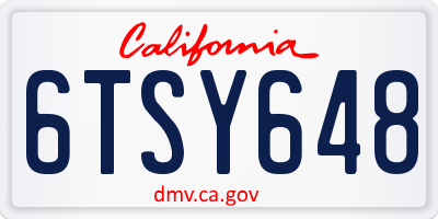 CA license plate 6TSY648