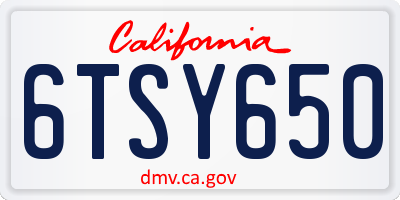 CA license plate 6TSY650