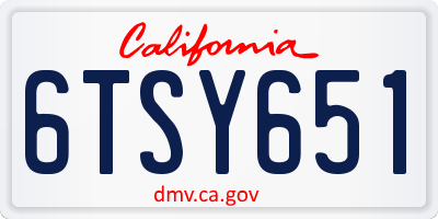 CA license plate 6TSY651