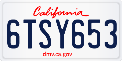CA license plate 6TSY653