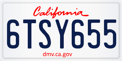 CA license plate 6TSY655