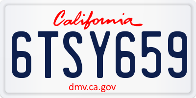CA license plate 6TSY659
