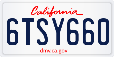 CA license plate 6TSY660