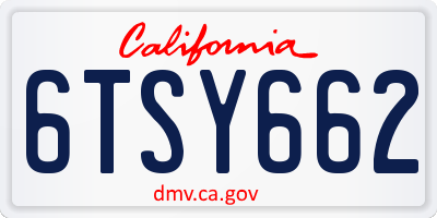 CA license plate 6TSY662