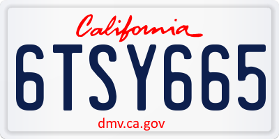 CA license plate 6TSY665