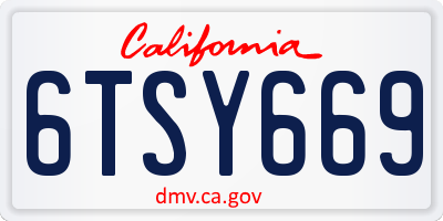 CA license plate 6TSY669