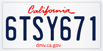 CA license plate 6TSY671