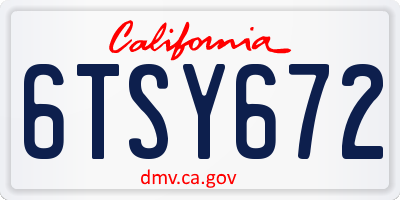 CA license plate 6TSY672