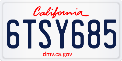 CA license plate 6TSY685