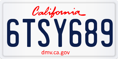 CA license plate 6TSY689