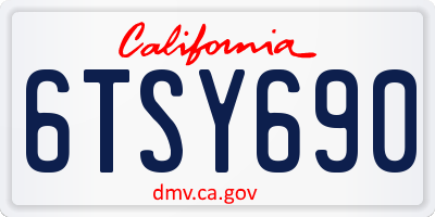CA license plate 6TSY690