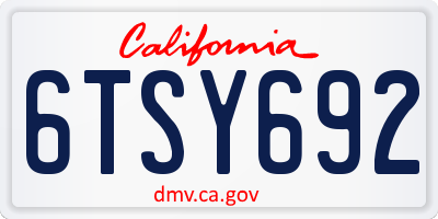 CA license plate 6TSY692