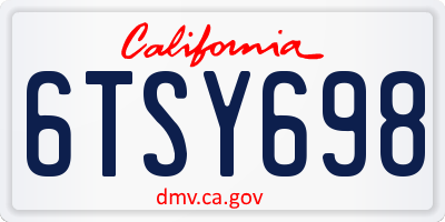 CA license plate 6TSY698