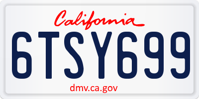 CA license plate 6TSY699