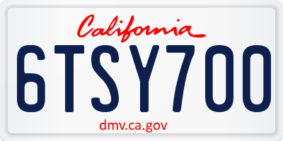 CA license plate 6TSY700