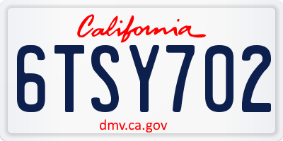CA license plate 6TSY702