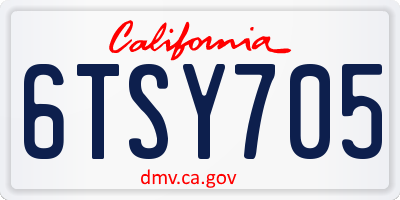 CA license plate 6TSY705