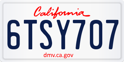 CA license plate 6TSY707