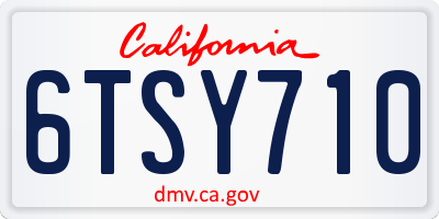 CA license plate 6TSY710