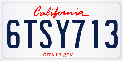 CA license plate 6TSY713