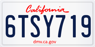 CA license plate 6TSY719