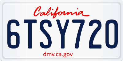 CA license plate 6TSY720
