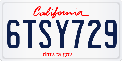 CA license plate 6TSY729