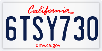 CA license plate 6TSY730