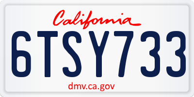 CA license plate 6TSY733