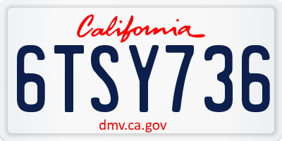 CA license plate 6TSY736