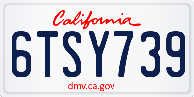 CA license plate 6TSY739