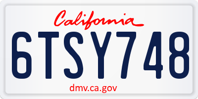 CA license plate 6TSY748