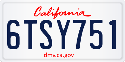 CA license plate 6TSY751