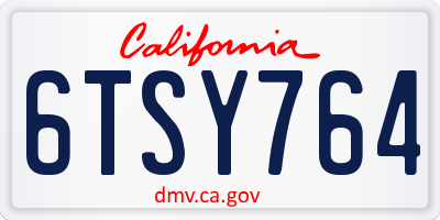 CA license plate 6TSY764