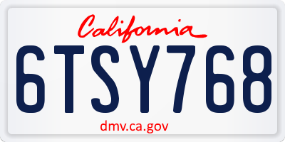 CA license plate 6TSY768