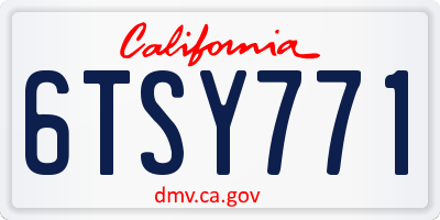 CA license plate 6TSY771