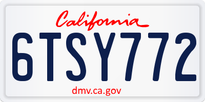 CA license plate 6TSY772