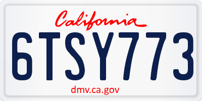 CA license plate 6TSY773