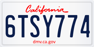 CA license plate 6TSY774