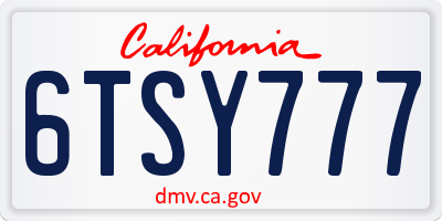 CA license plate 6TSY777
