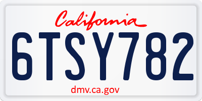 CA license plate 6TSY782