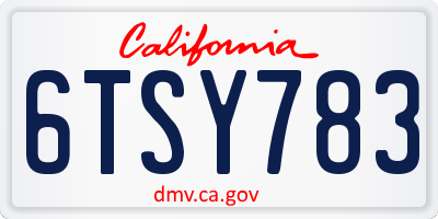 CA license plate 6TSY783