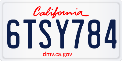 CA license plate 6TSY784