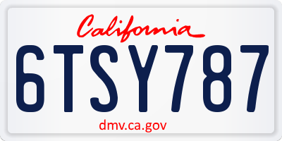 CA license plate 6TSY787