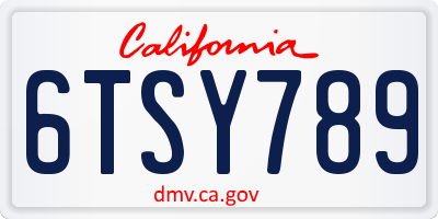 CA license plate 6TSY789