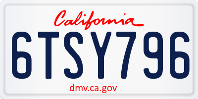 CA license plate 6TSY796