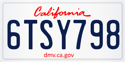 CA license plate 6TSY798