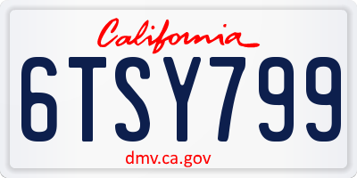 CA license plate 6TSY799